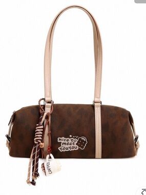 Nice to Meet Toutou Brown Barrel Shoulder Bag